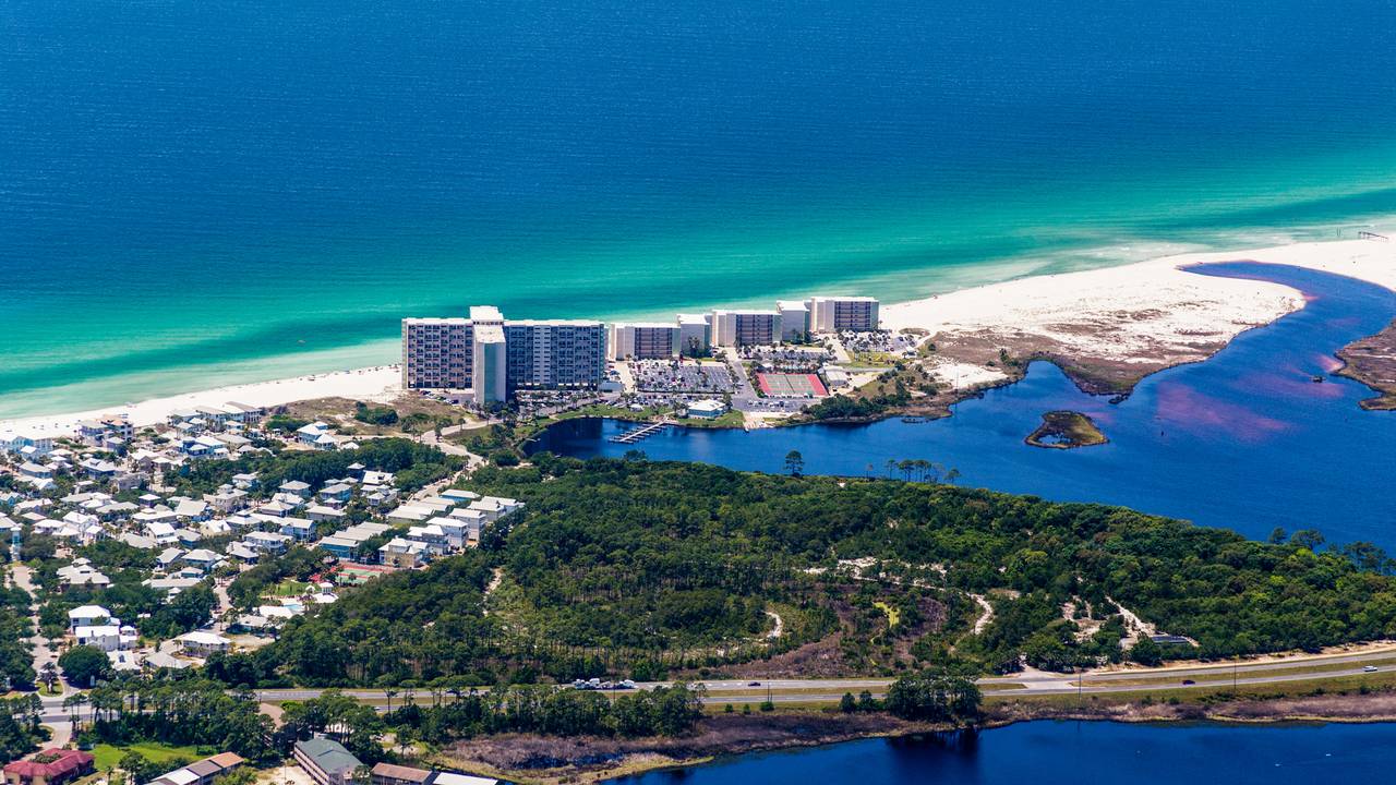 Drone flying over beach on 30a